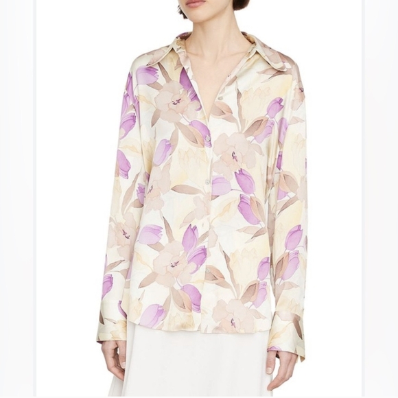 Vince Relaxed fit 100% silk magnolia blouse - Picture 1 of 4